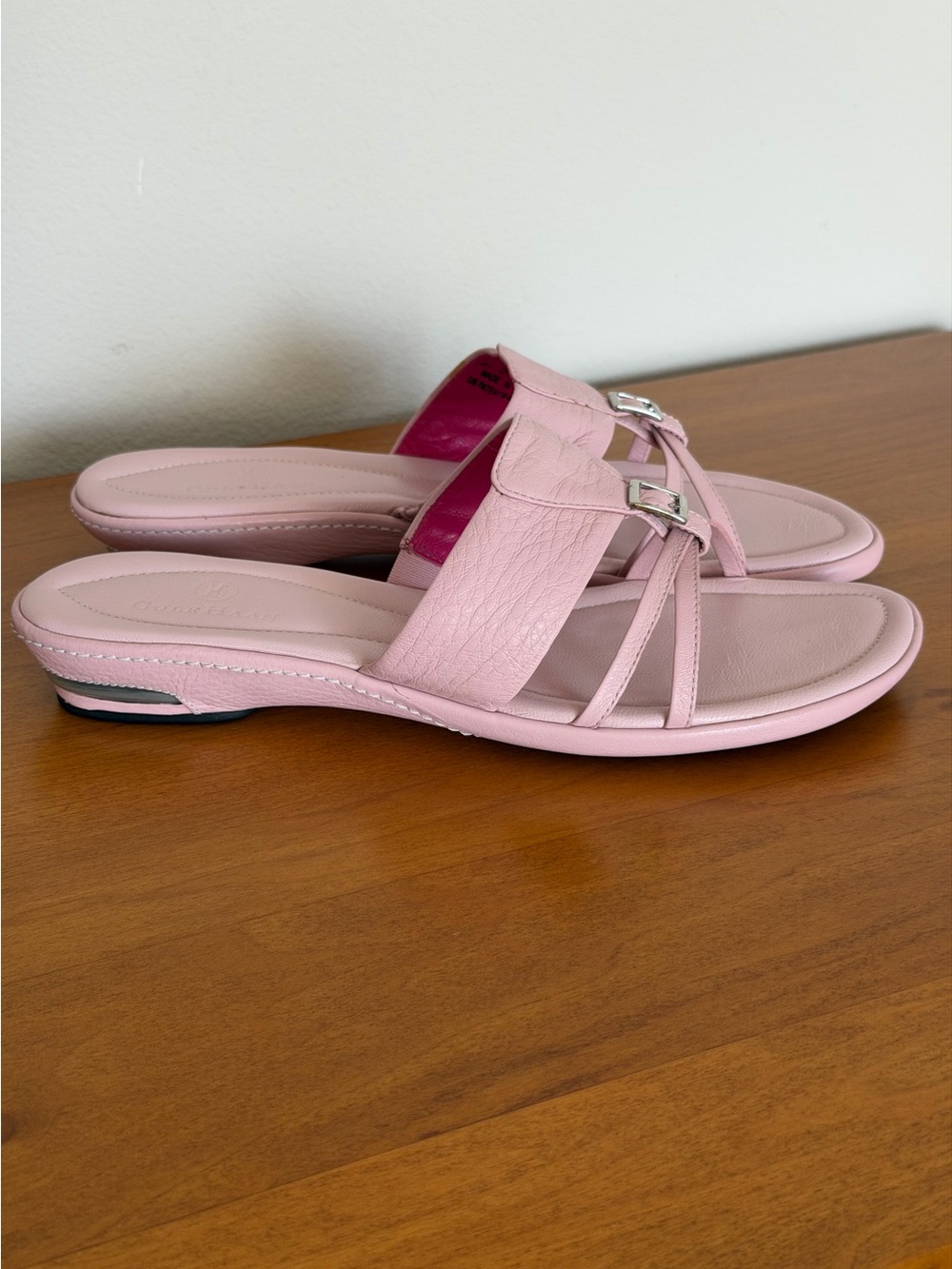 Cole Haan & Nike Air Pink Leather Cushioned Footbed Slide Sandals  8,5 Comfort